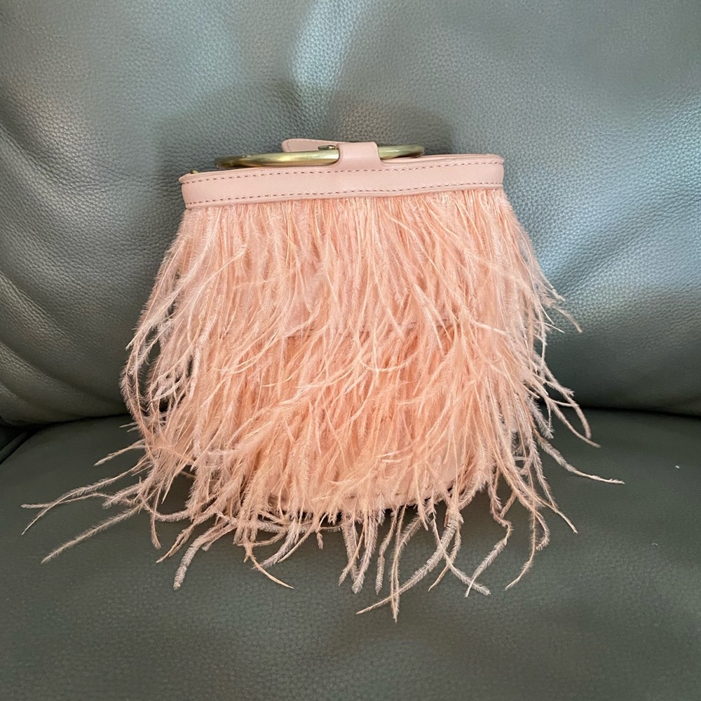 Anthropologie pink feather bag